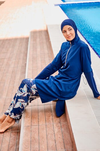 Lacivert Tam Kapalı Tesettür Mayo M2260