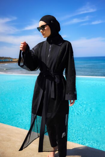 Siyah Pareo Kaftan P2501-1