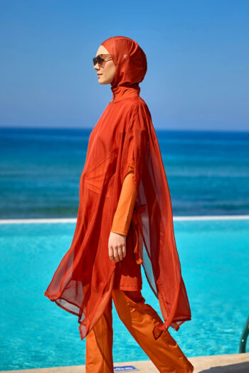 Koyu Turuncu Kimono Kaftan P2516-2