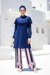 Tam Kapalı Tesettür Mayo Takımı Lacivert 4 Parça Likralı – M2012