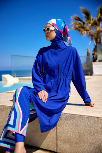 Tam Kapalı Tesettür Mayo M2503-2 Mavi